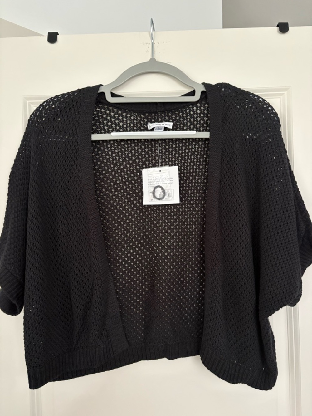 croft & barrow Black Open-Knit Short Cardigan